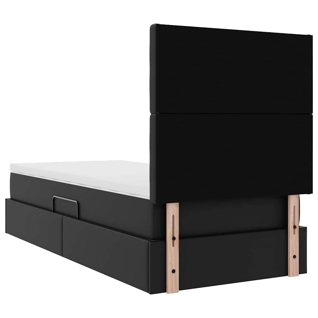 Krevet s od storage s uzglavljem Crna 90 x 200 cm Lažna koža