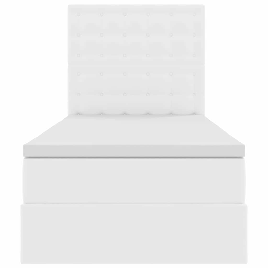 Krevet s od storage Čista bijela 90 x 200 cm Lažna koža