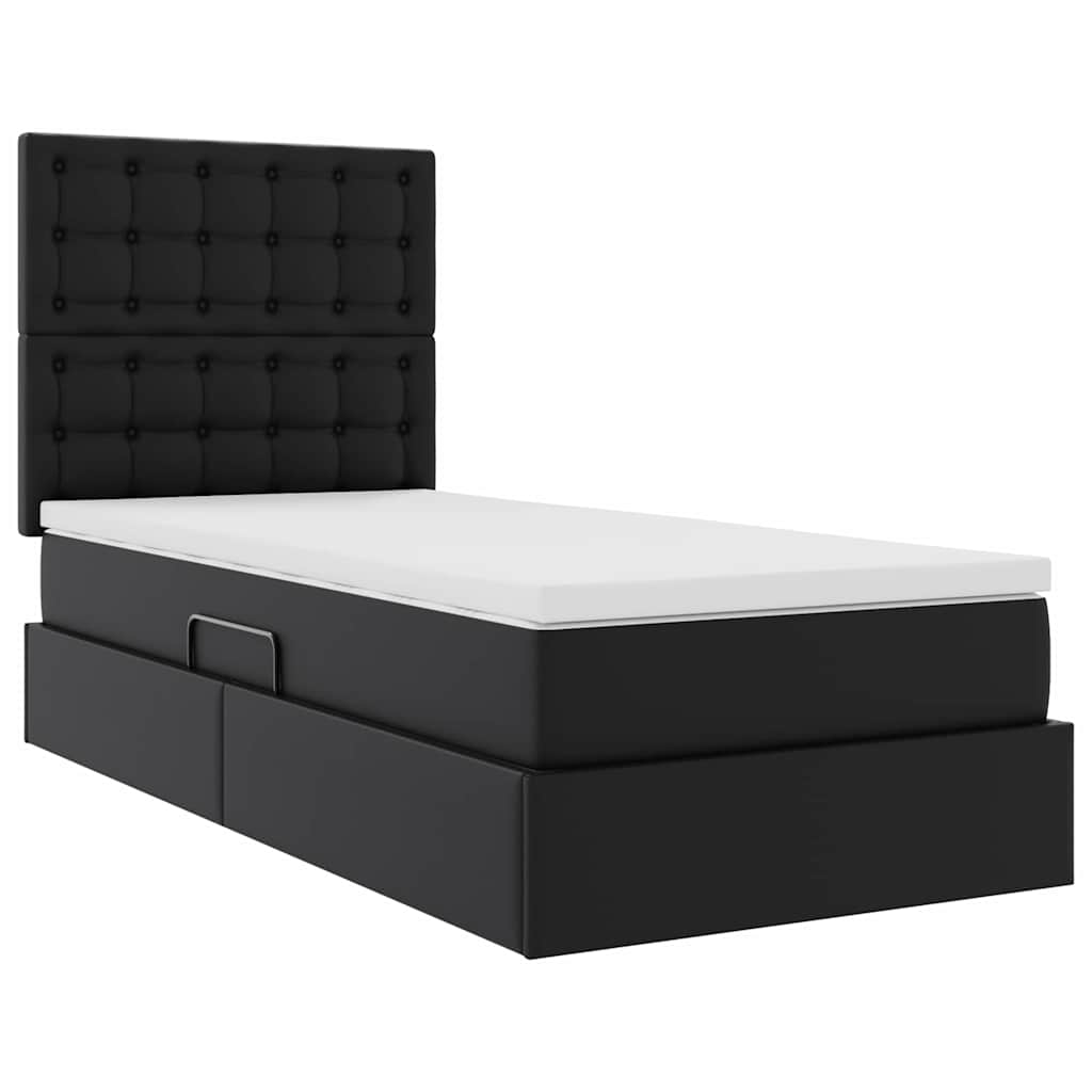 Krevet s od storage s madracem Crna 100 x 200 cm Lažna koža