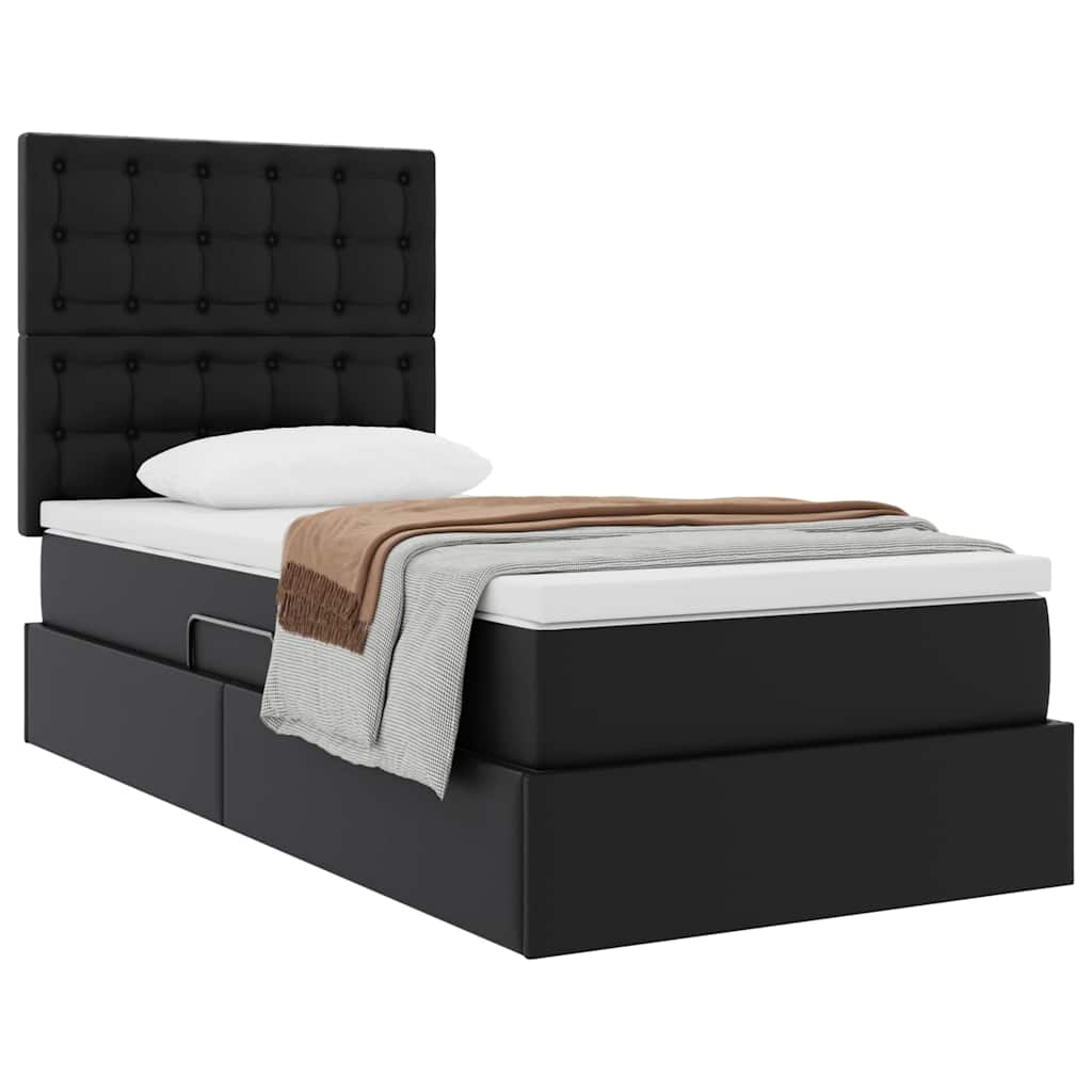 Krevet s od storage s madracem Crna 100 x 200 cm Lažna koža