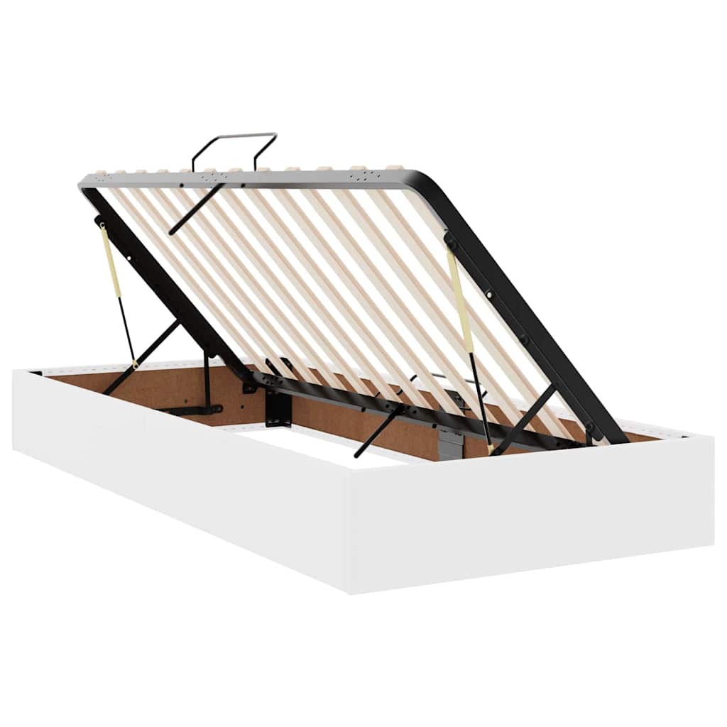 Krevet s od storage Čista bijela 100 x 200 cm Lažna koža