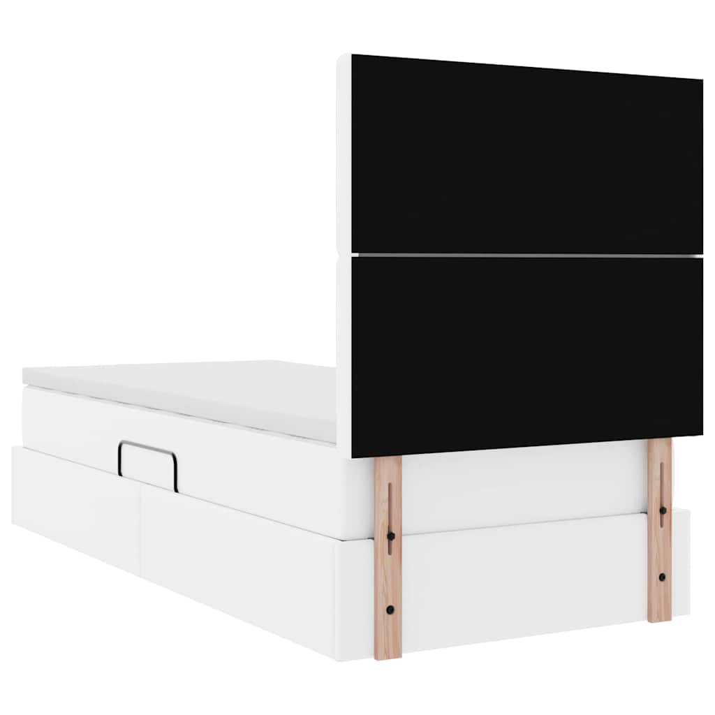 Krevet s od storage Čista bijela 100 x 200 cm Lažna koža