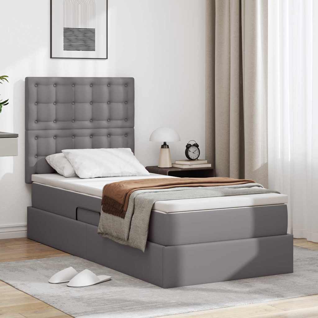 Krevet s od storage s madracem Siva 100 x 200 cm Lažna koža