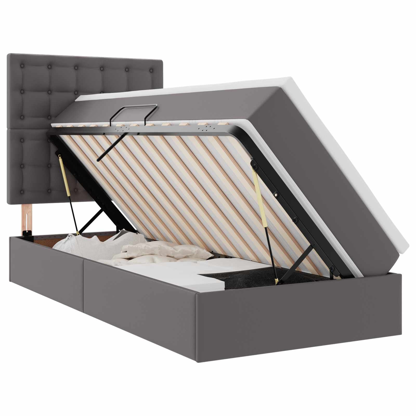 Krevet s od storage s madracem Siva 100 x 200 cm Lažna koža