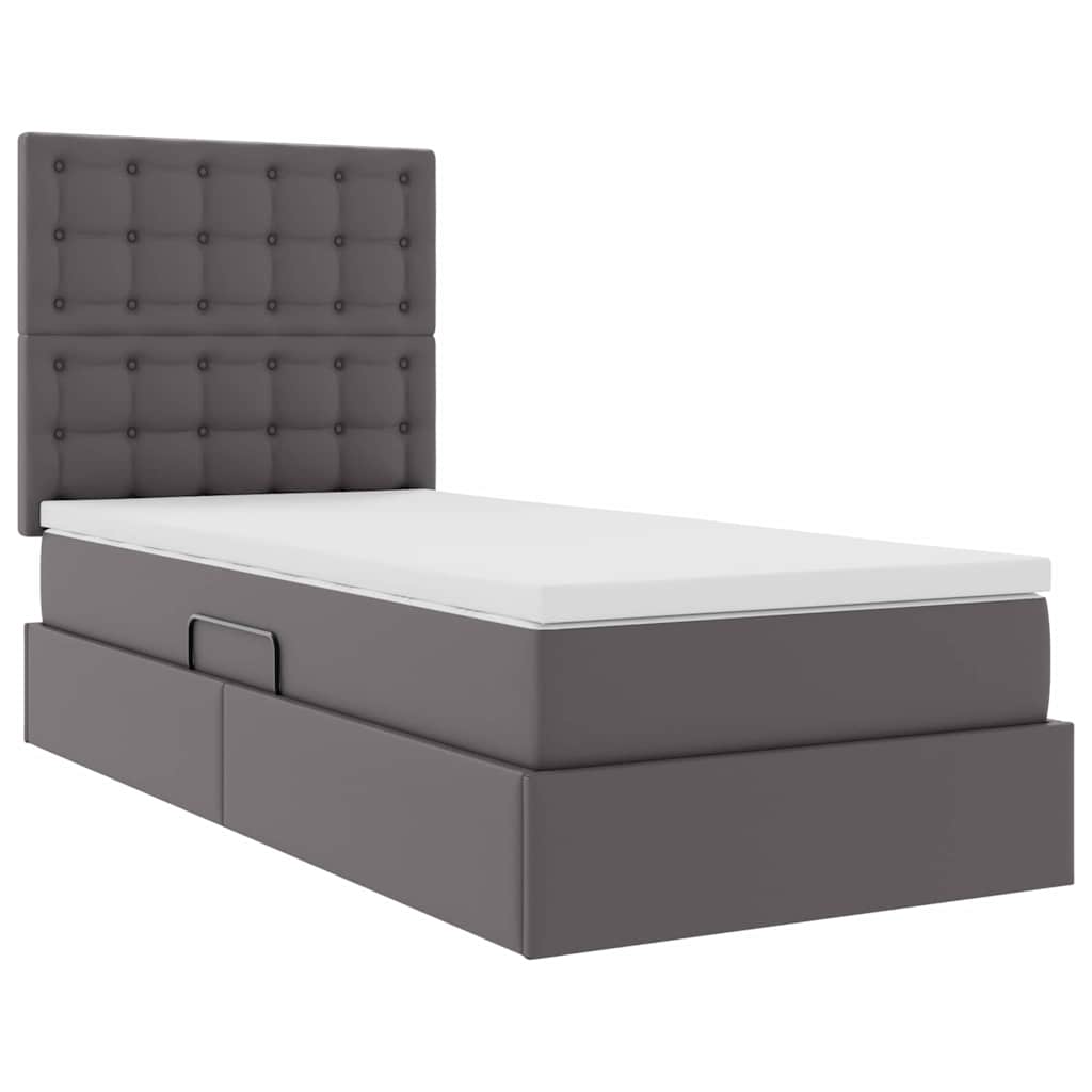 Krevet s od storage s madracem Siva 100 x 200 cm Lažna koža