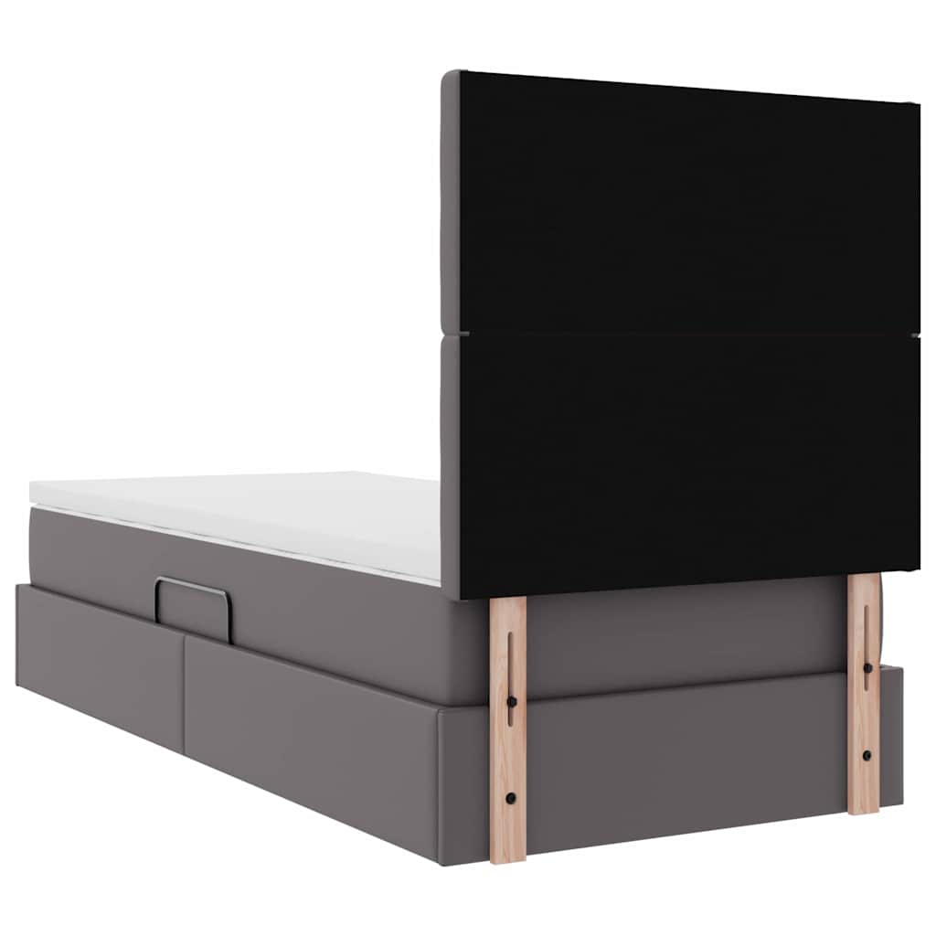 Krevet s od storage s madracem Siva 100 x 200 cm Lažna koža