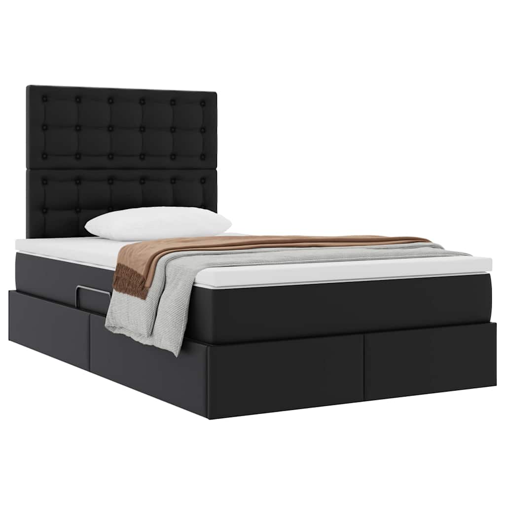 Krevet s od storage s madracem Crna 120 x 200 cm Lažna koža