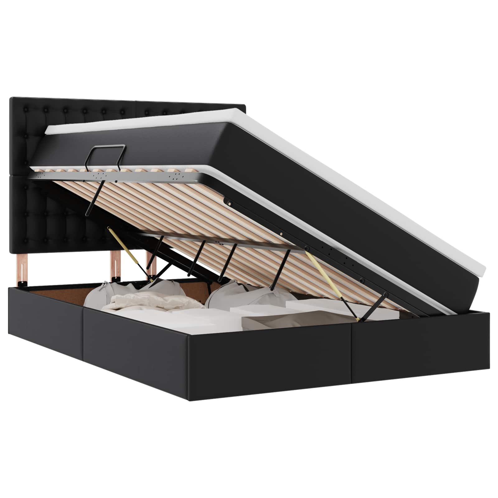 Krevet s od storage s madracem Crna 140 x 190 cm Lažna koža