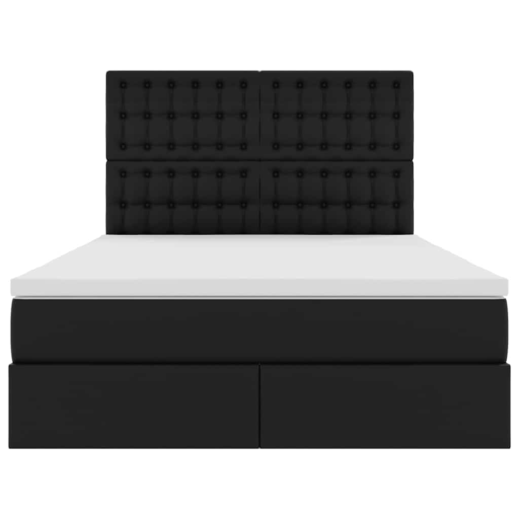 Krevet s od storage s madracem Crna 140 x 190 cm Lažna koža