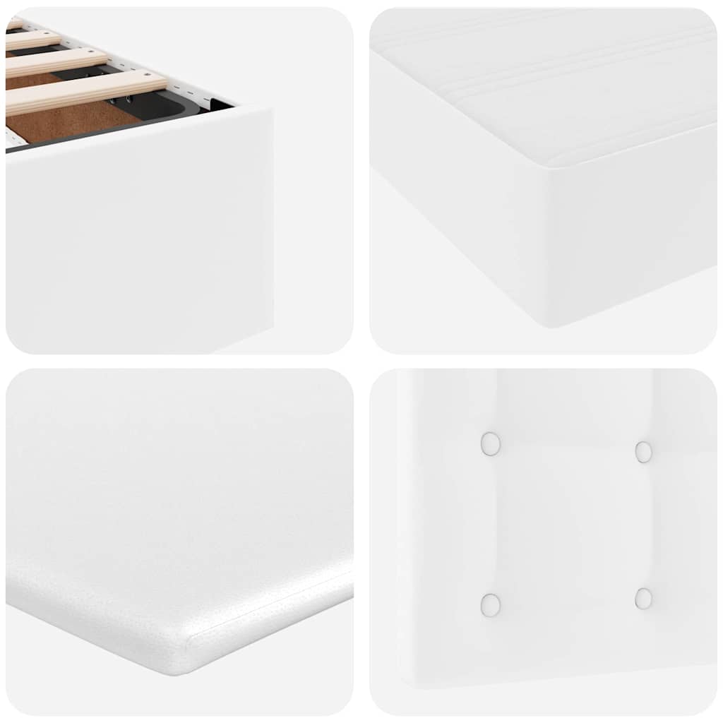 Krevet s od storage Čista bijela 140 x 190 cm Lažna koža