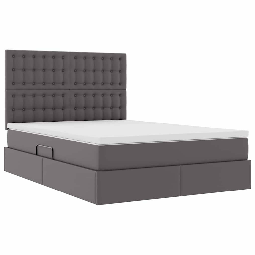 Krevet s od storage s madracem Siva 140 x 190 cm Lažna koža
