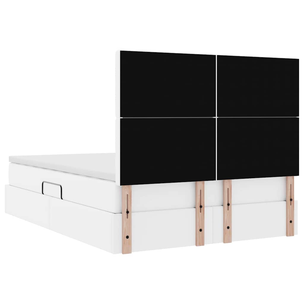 Krevet s od storage Čista bijela 140 x 200 cm Lažna koža