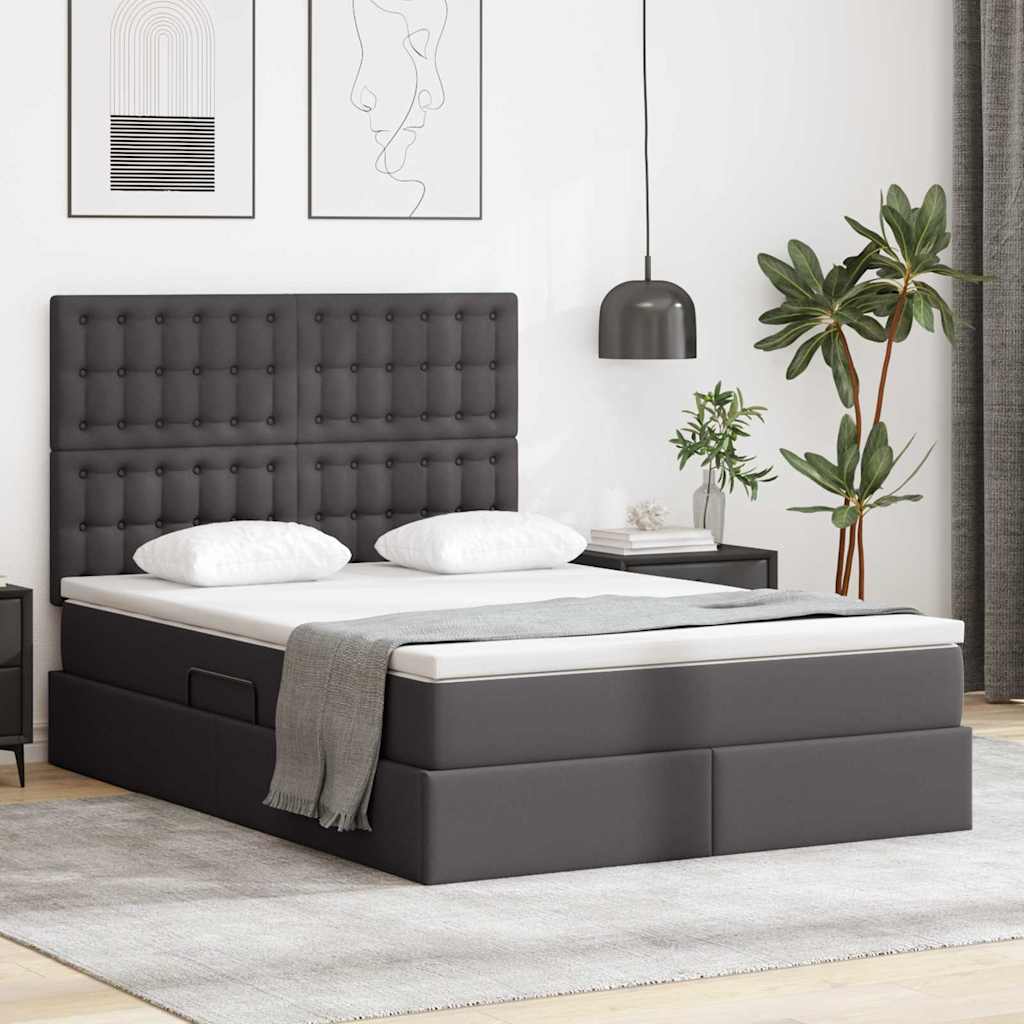 Krevet s od storage s madracem Siva 140 x 200 cm Lažna koža