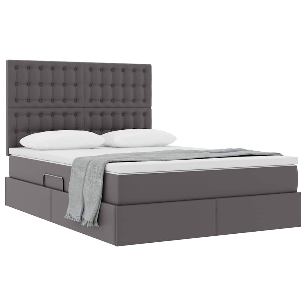 Krevet s od storage s madracem Siva 140 x 200 cm Lažna koža