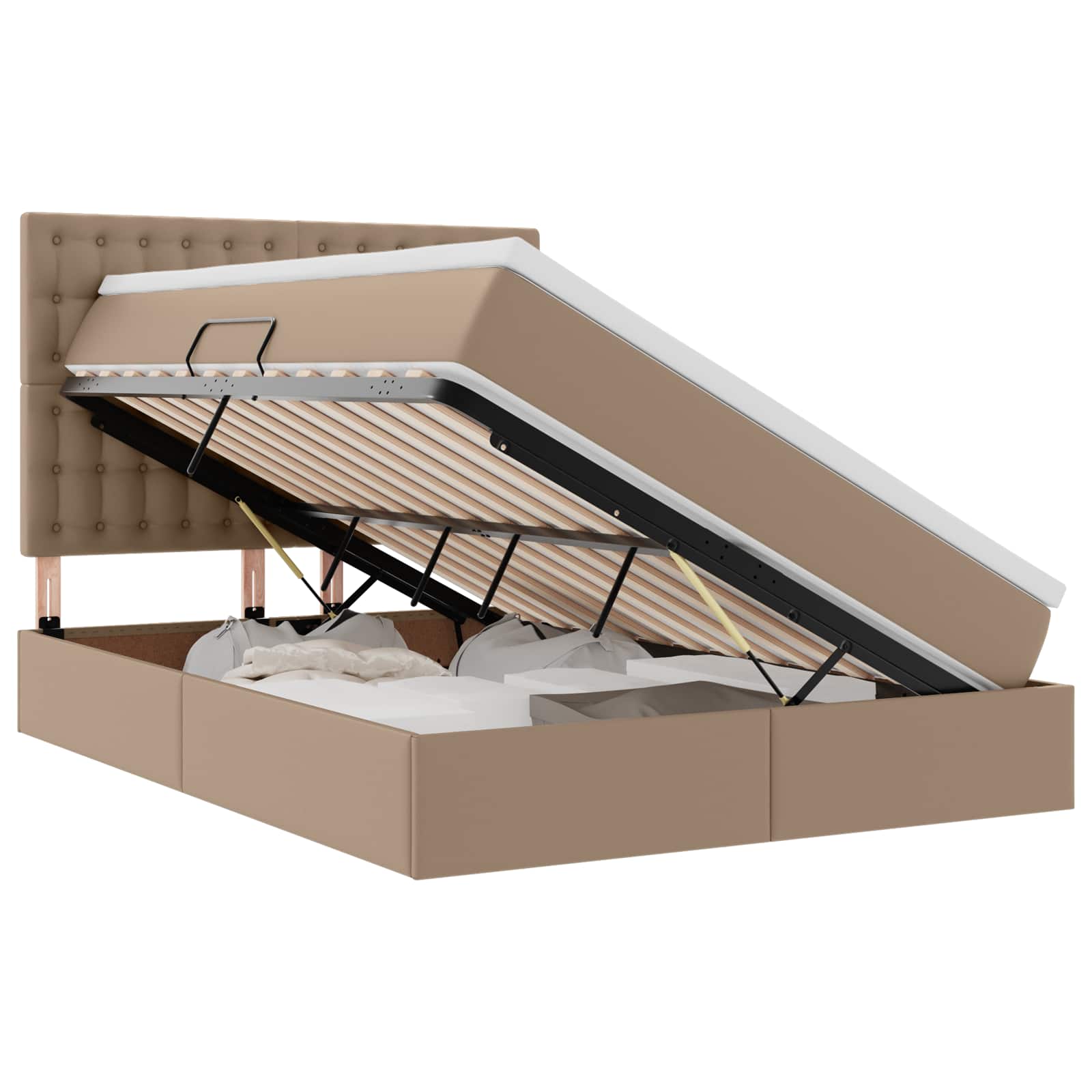 Krevet s od storage s madracem Kapućino 140 x 200 cm Lažna koža