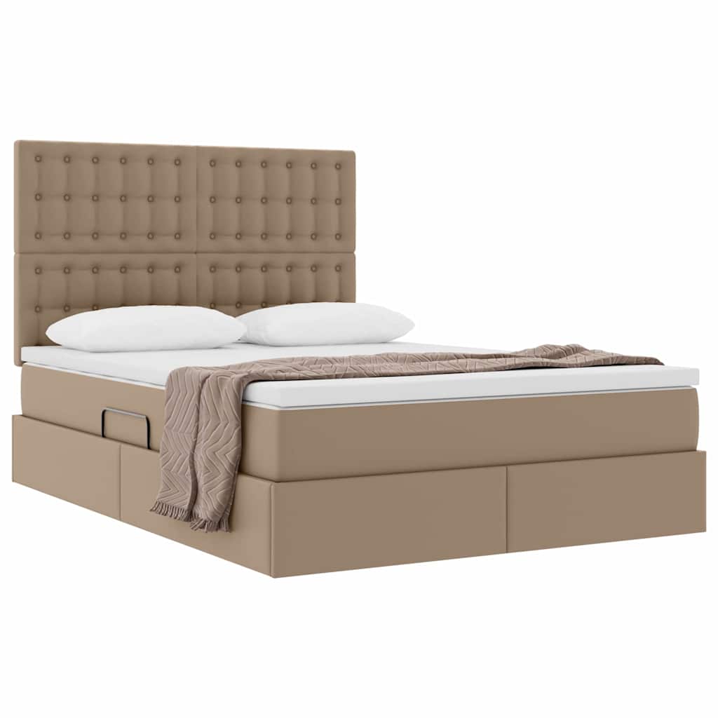 Krevet s od storage s madracem Kapućino 140 x 200 cm Lažna koža