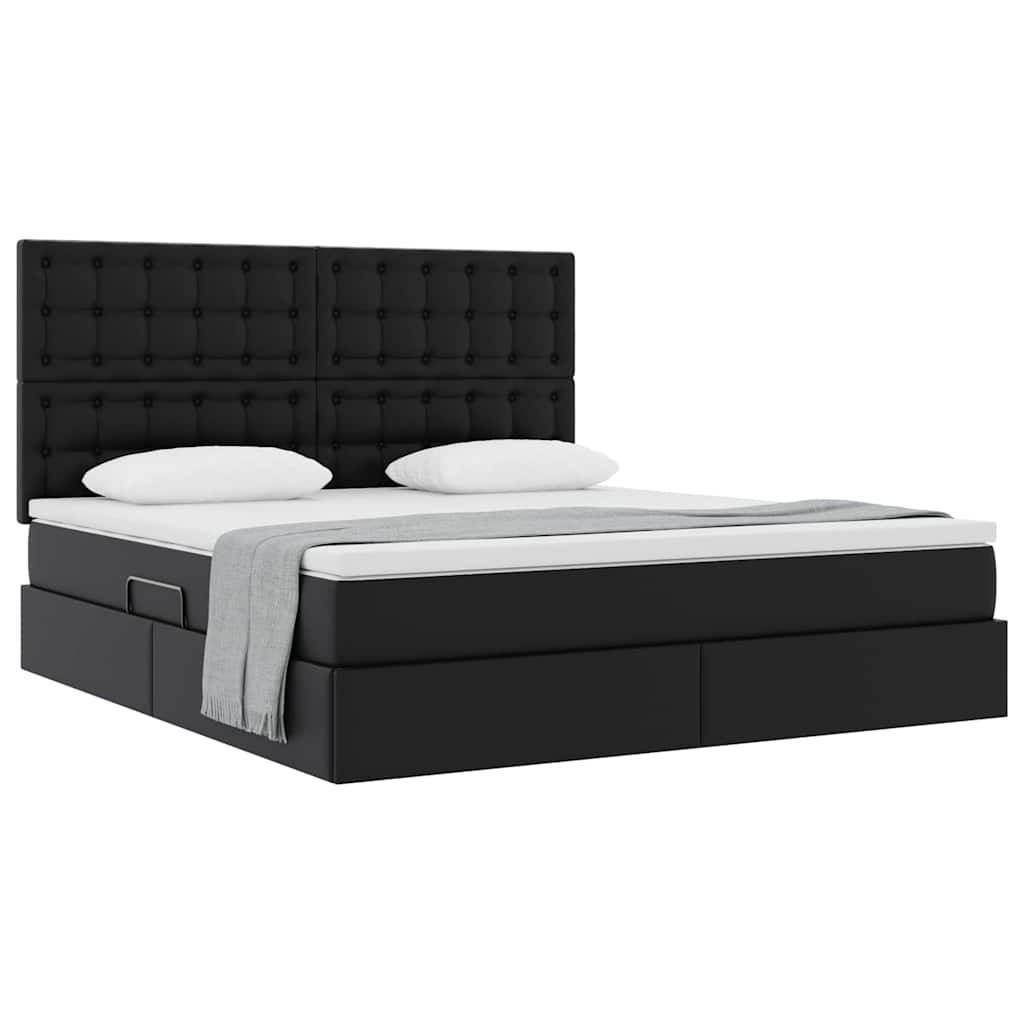 Krevet s od storage s madracem Crna 160 x 200 cm Lažna koža