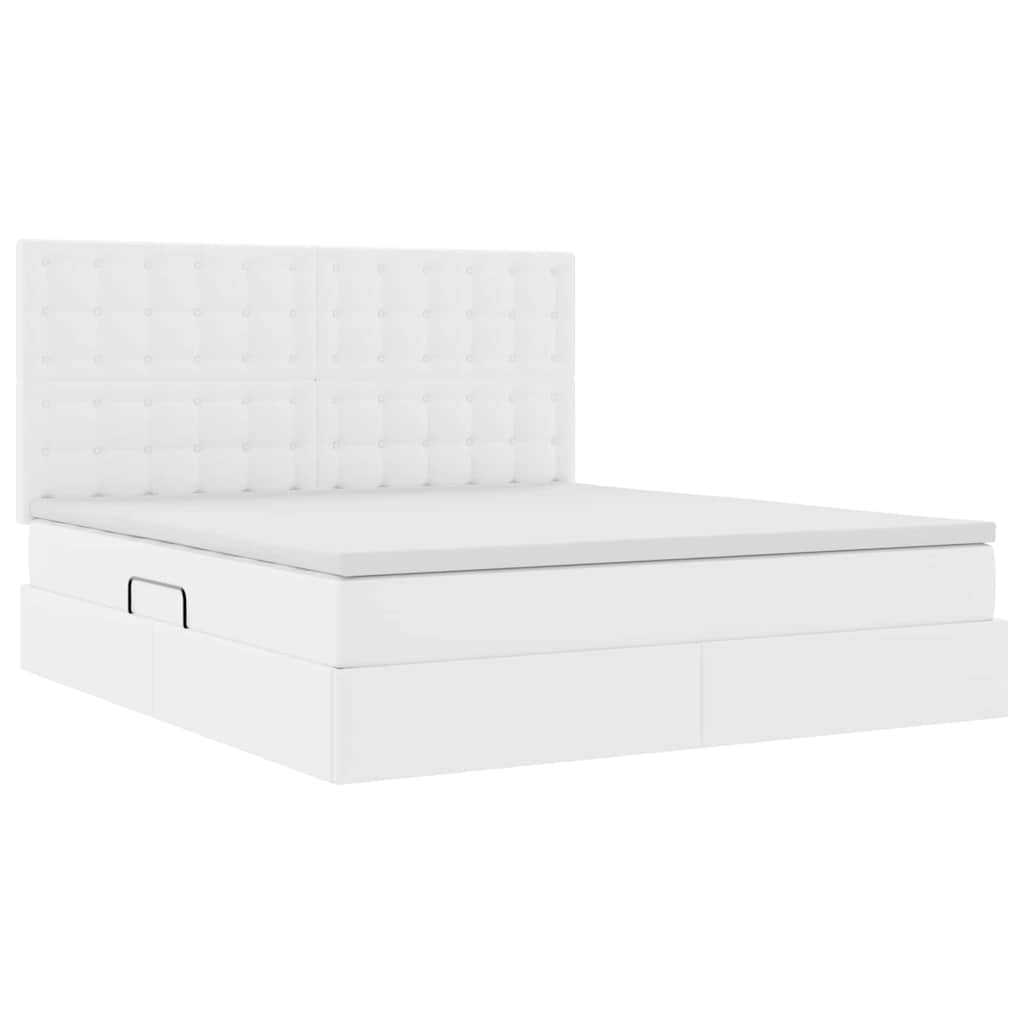 Krevet s od storage Čista bijela 160 x 200 cm Lažna koža