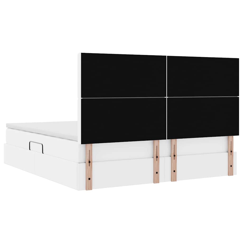 Krevet s od storage Čista bijela 160 x 200 cm Lažna koža