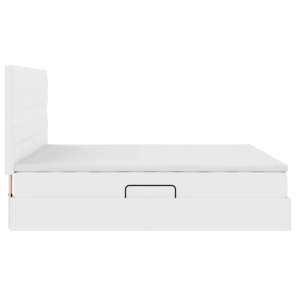 Krevet s od storage Čista bijela 160 x 200 cm Lažna koža