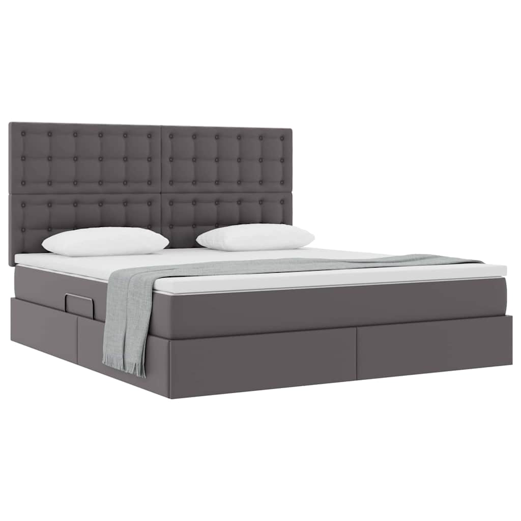 Krevet s od storage s madracem Siva 160 x 200 cm Lažna koža