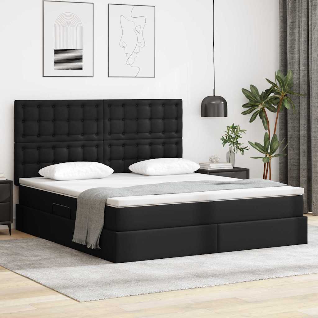 Krevet s od storage s madracem Crna 180 x 200 cm Lažna koža