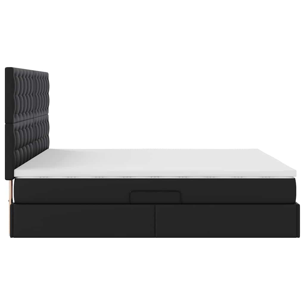 Krevet s od storage s madracem Crna 180 x 200 cm Lažna koža