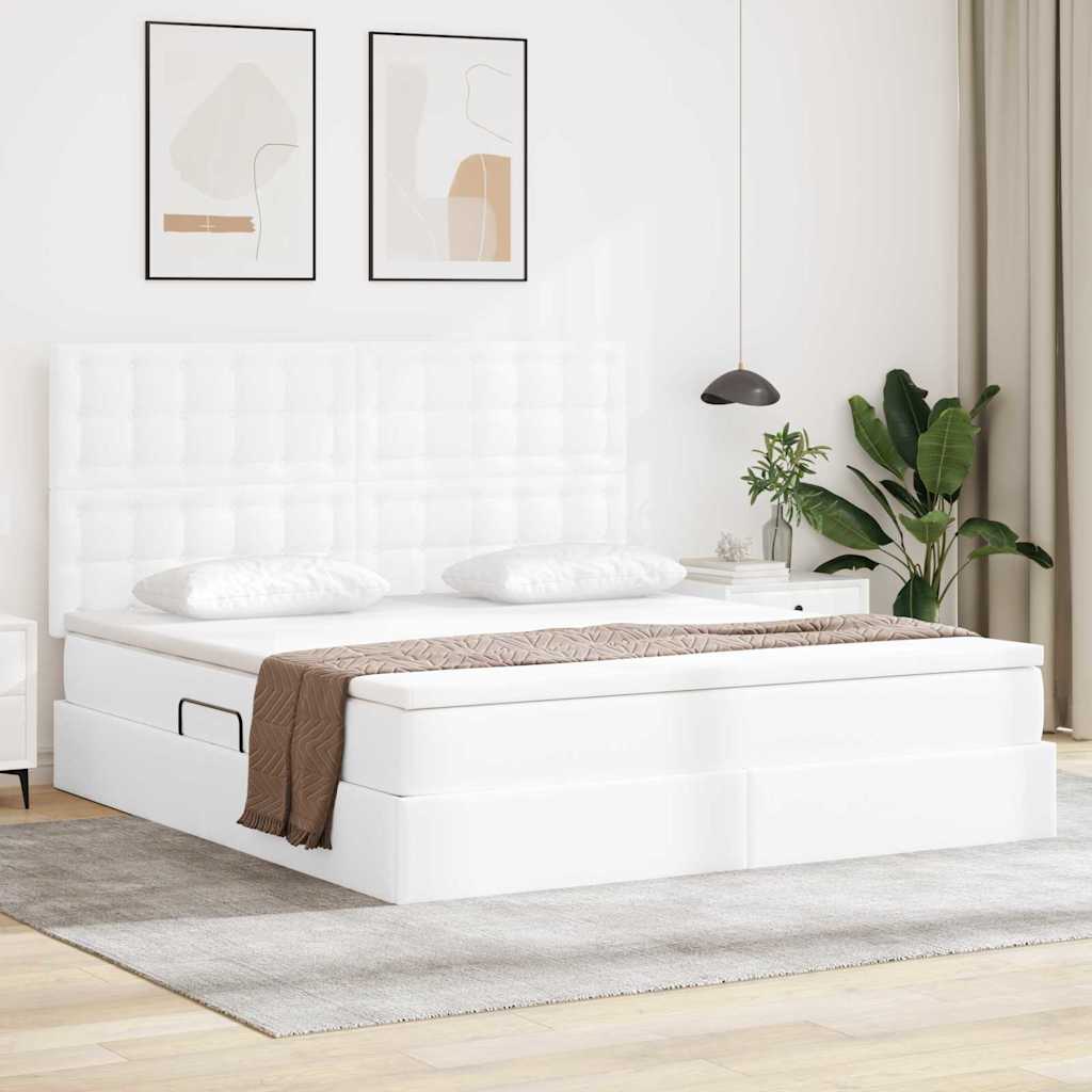 Krevet s od storage Čista bijela 180 x 200 cm Lažna koža