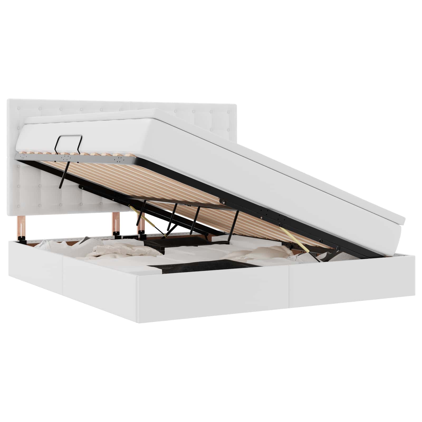 Krevet s od storage Čista bijela 180 x 200 cm Lažna koža