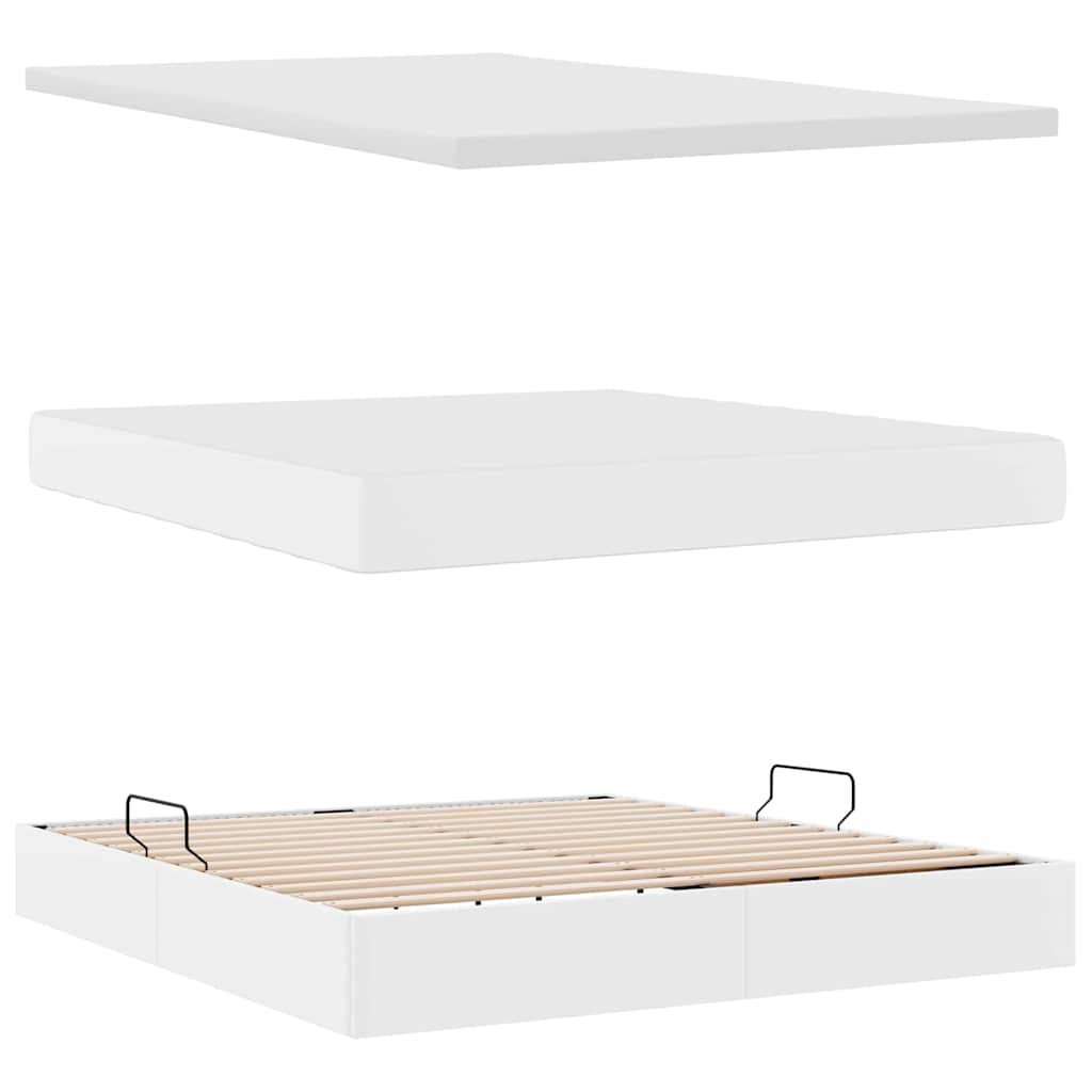 Krevet s od storage Čista bijela 180 x 200 cm Lažna koža