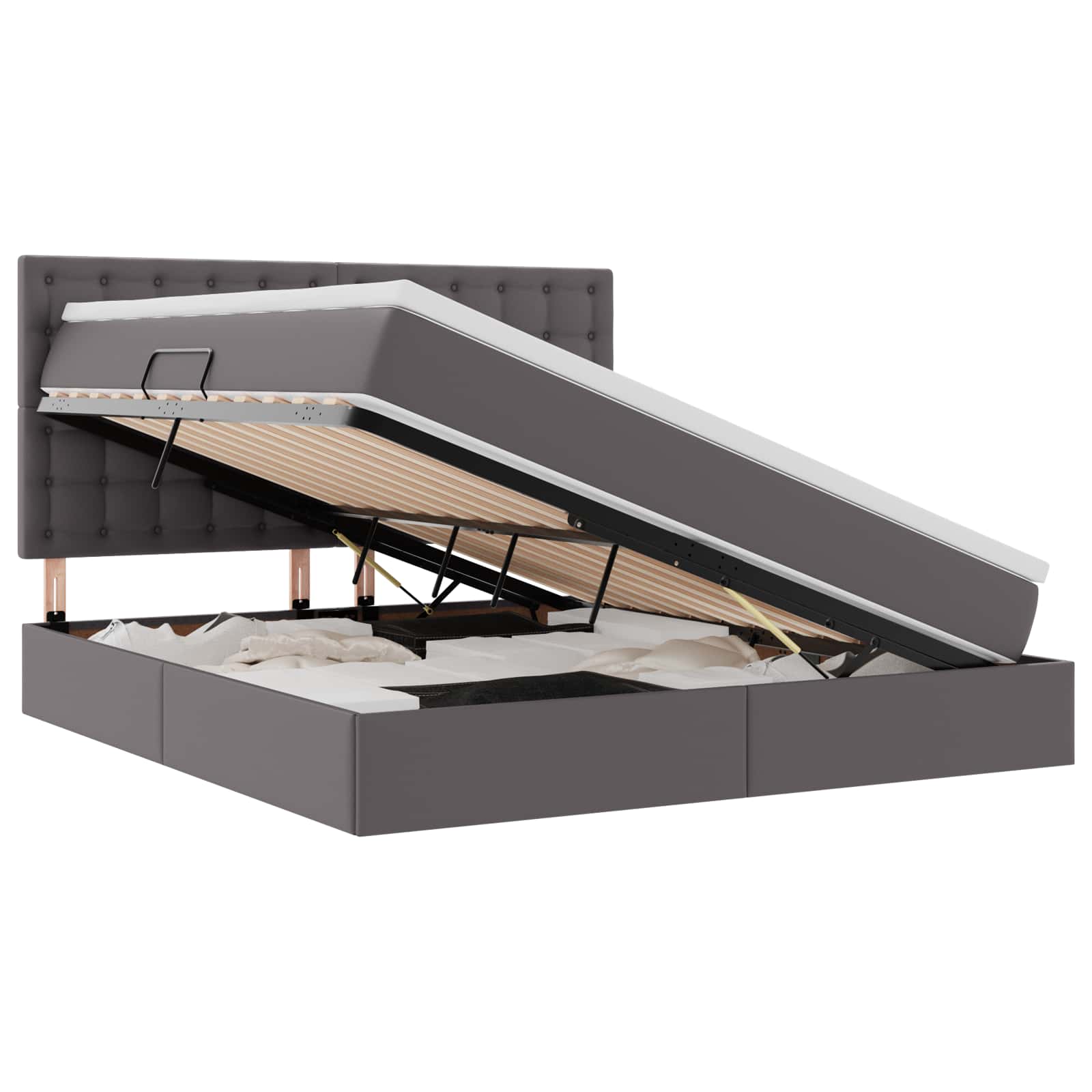 Krevet s od storage s madracem Siva 180 x 200 cm Lažna koža