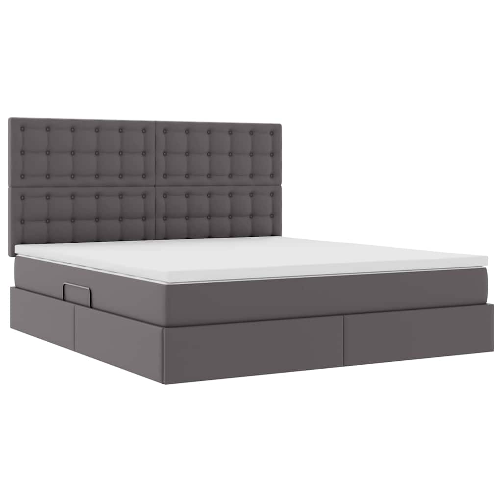 Krevet s od storage s madracem Siva 180 x 200 cm Lažna koža