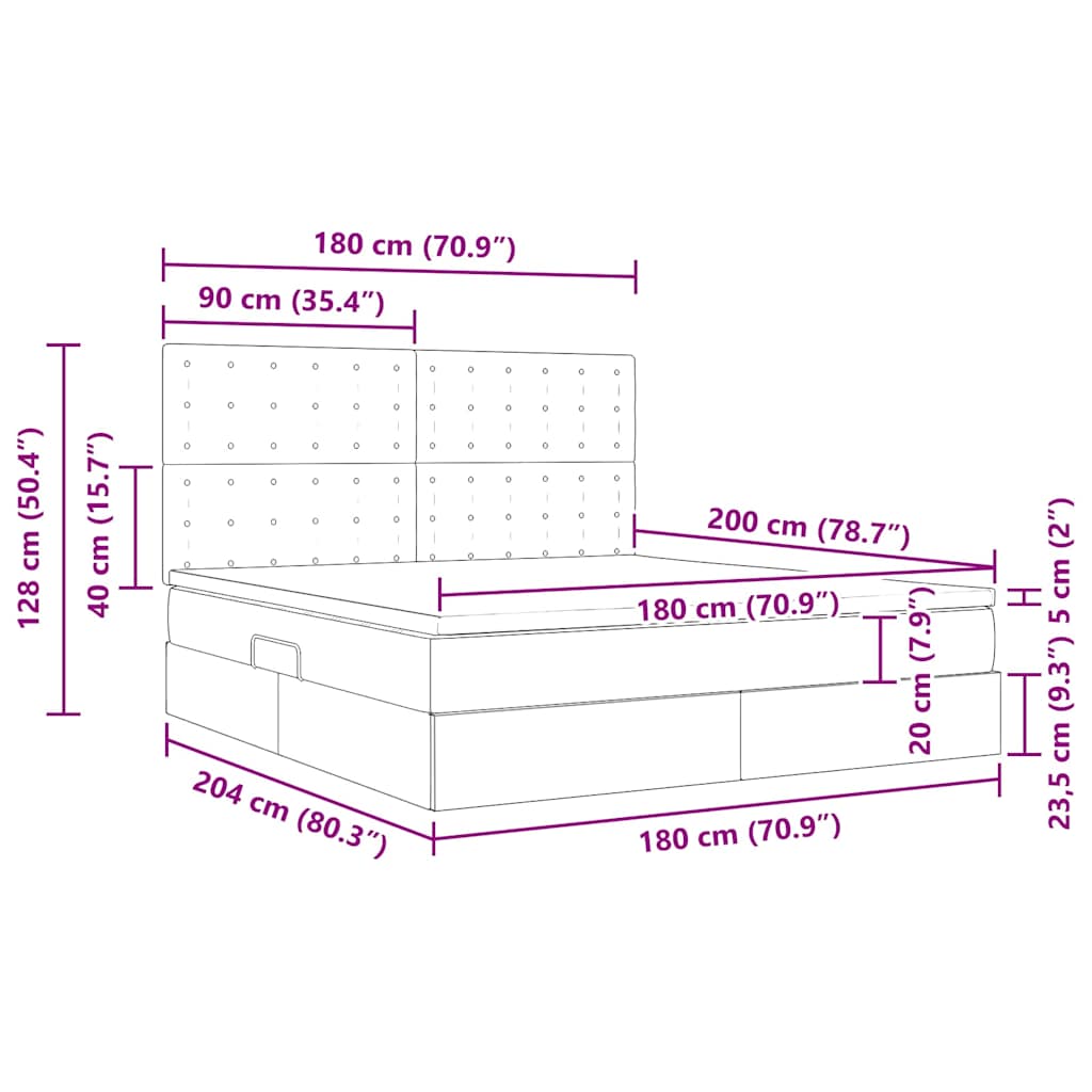 Krevet s od storage s madracem Siva 180 x 200 cm Lažna koža