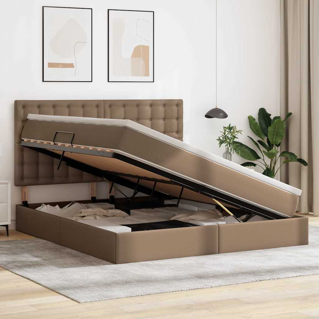 Krevet s od storage s madracem Kapućino 180 x 200 cm Lažna koža