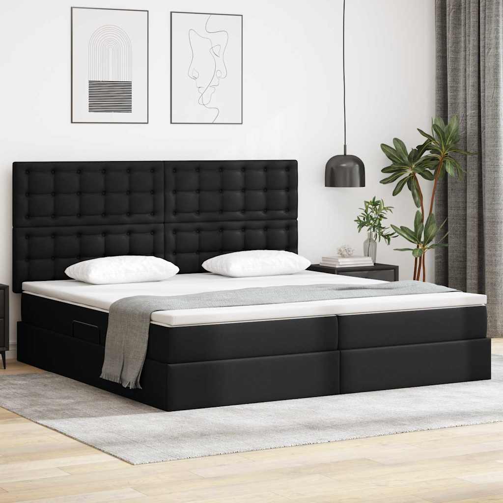 Krevet s od storage s madracem Crna 200 x 200 cm Lažna koža