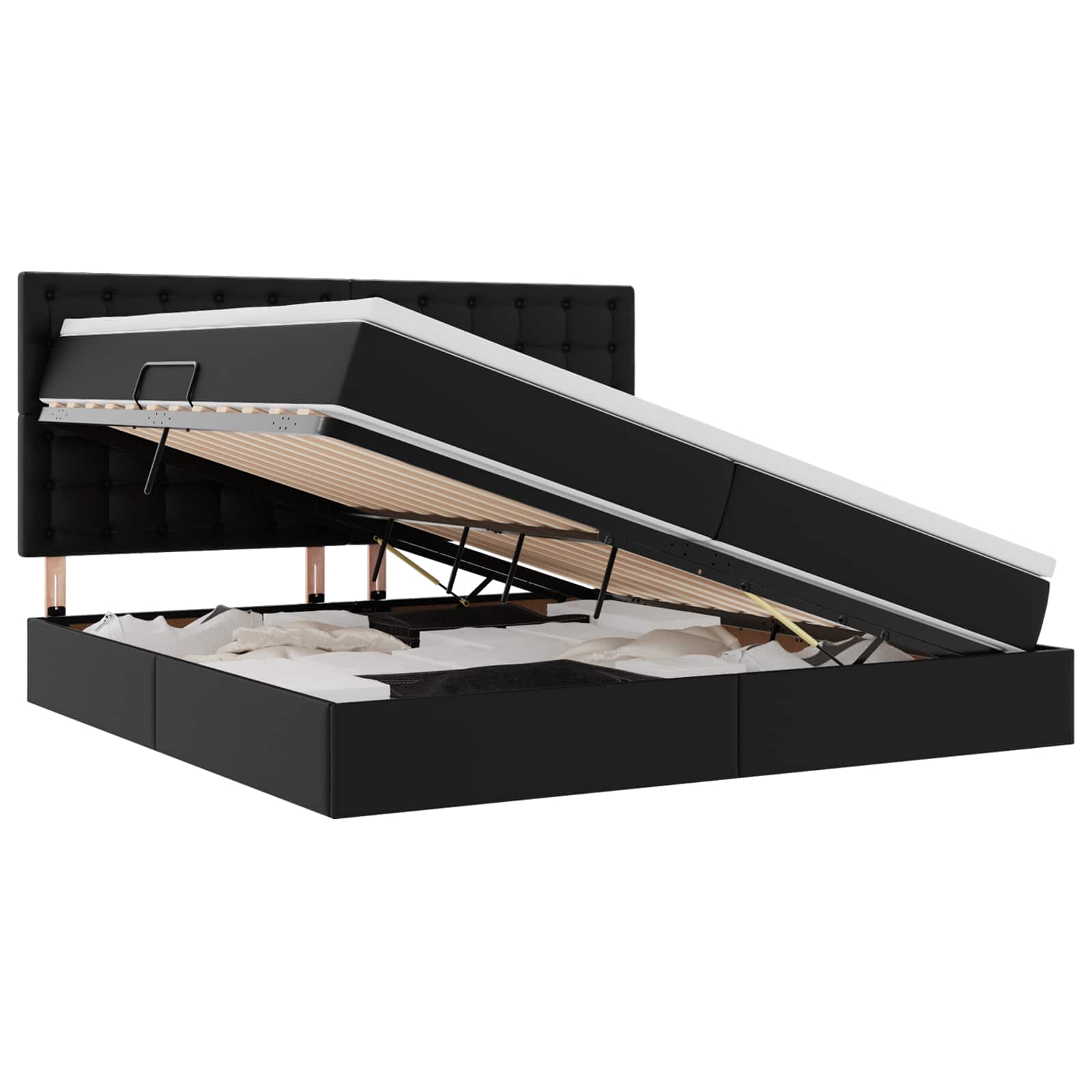 Krevet s od storage s madracem Crna 200 x 200 cm Lažna koža