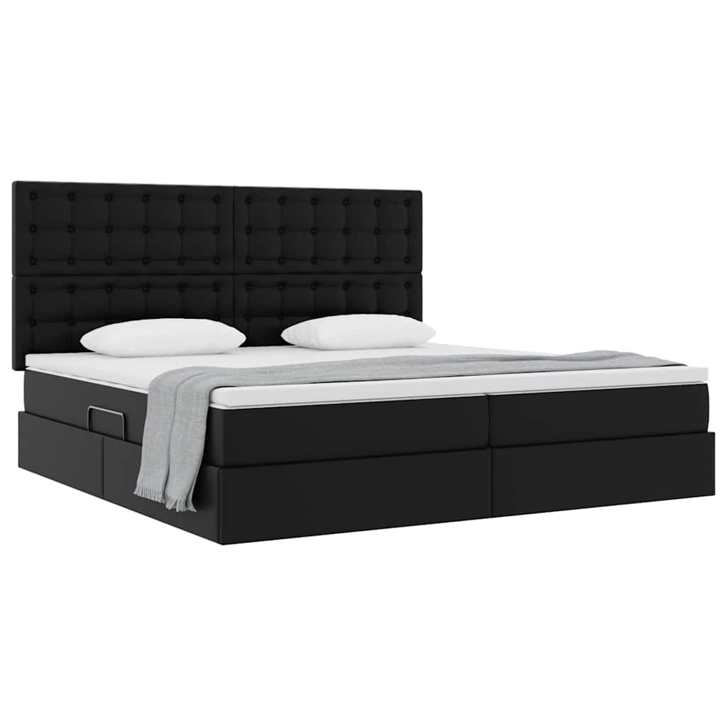 Krevet s od storage s madracem Crna 200 x 200 cm Lažna koža
