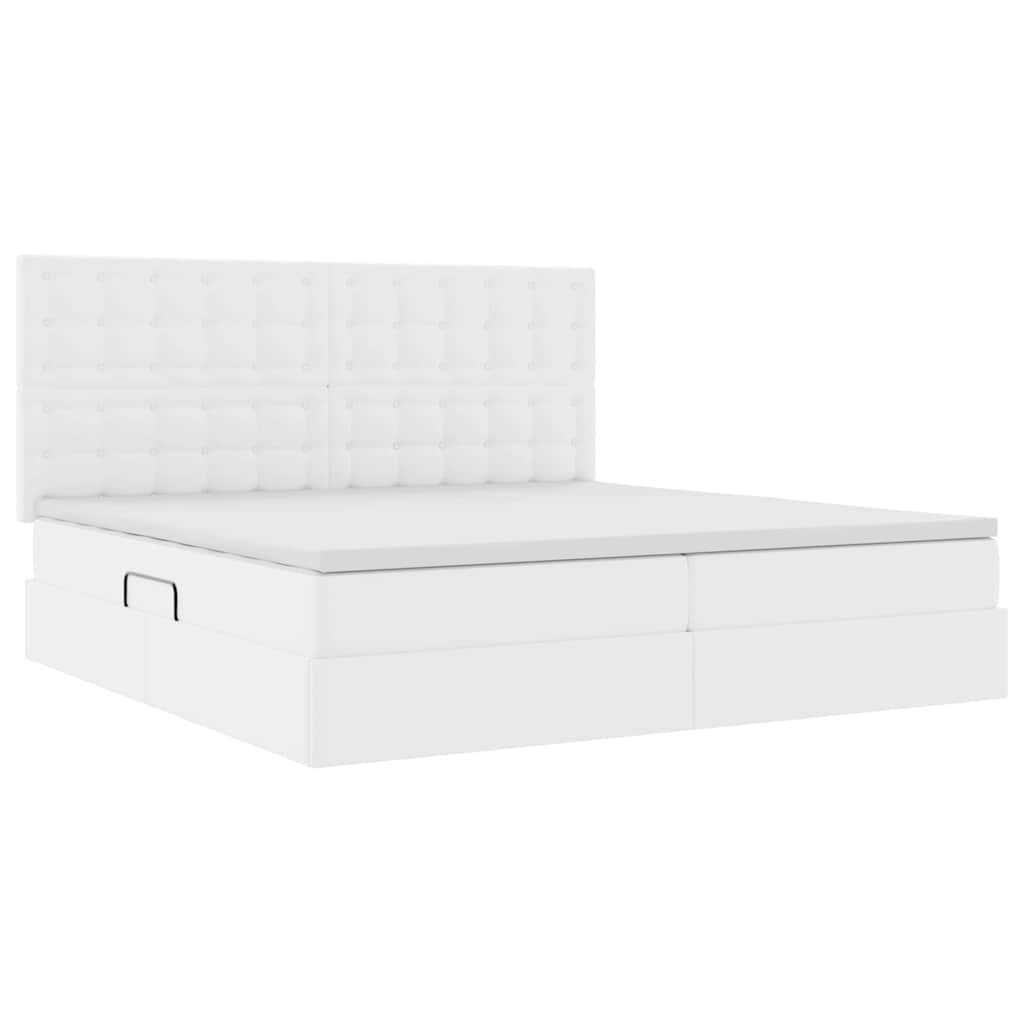 Krevet s od storage Čista bijela 200 x 200 cm Lažna koža