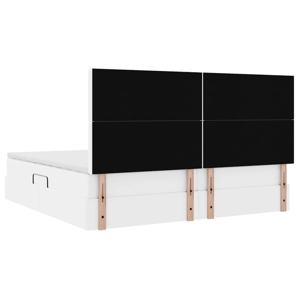 Krevet s od storage Čista bijela 200 x 200 cm Lažna koža