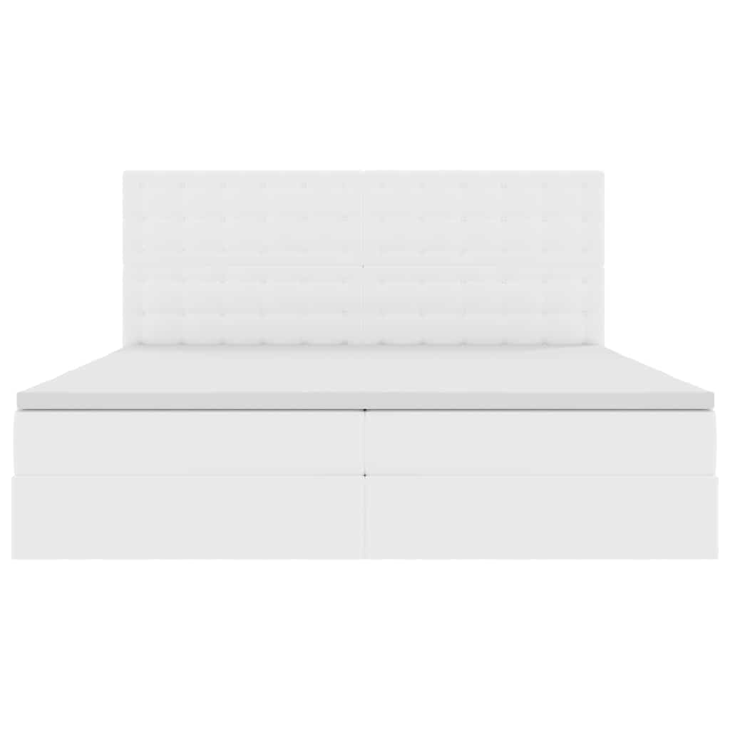 Krevet s od storage Čista bijela 200 x 200 cm Lažna koža