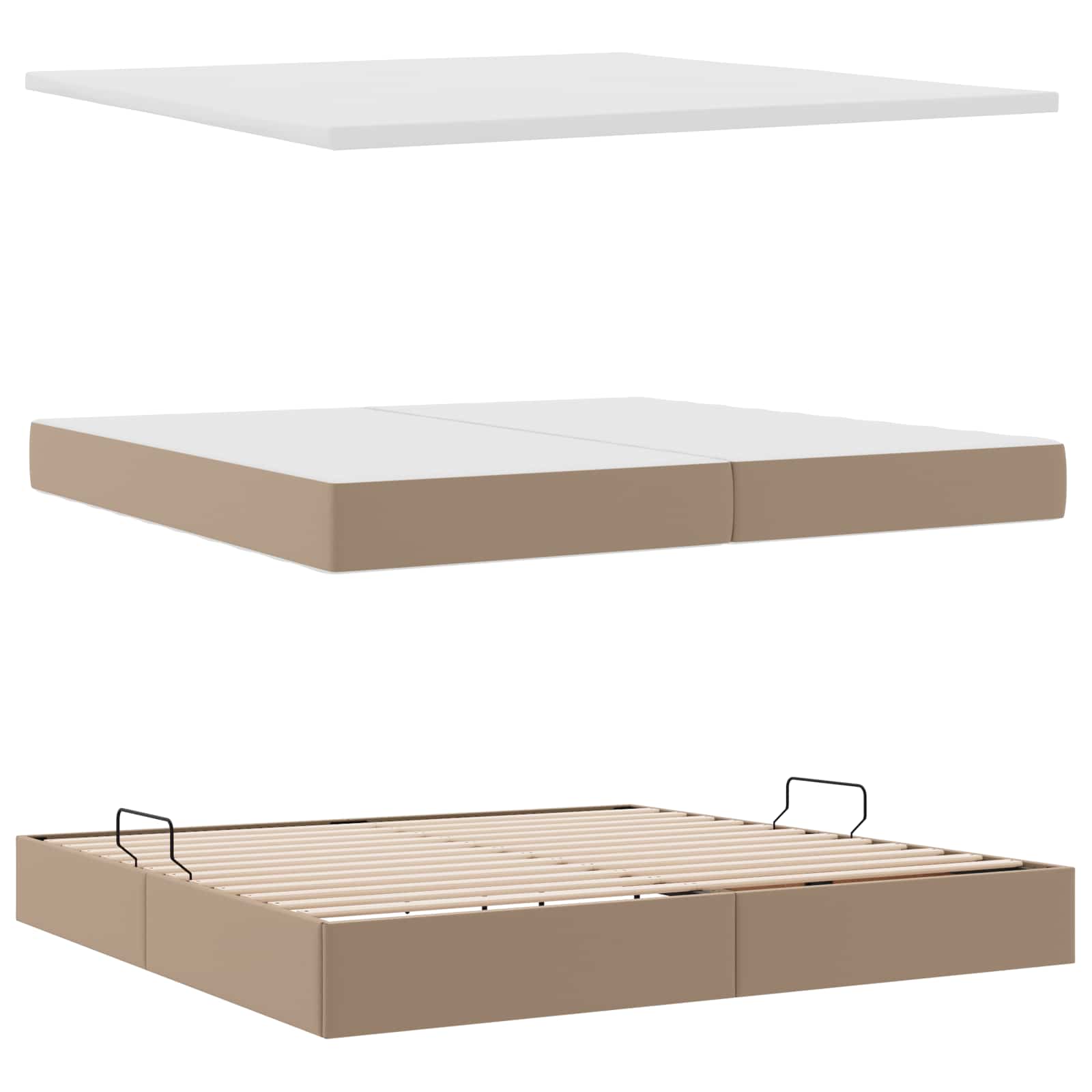 Krevet s od storage s madracem Kapućino 200 x 200 cm Lažna koža