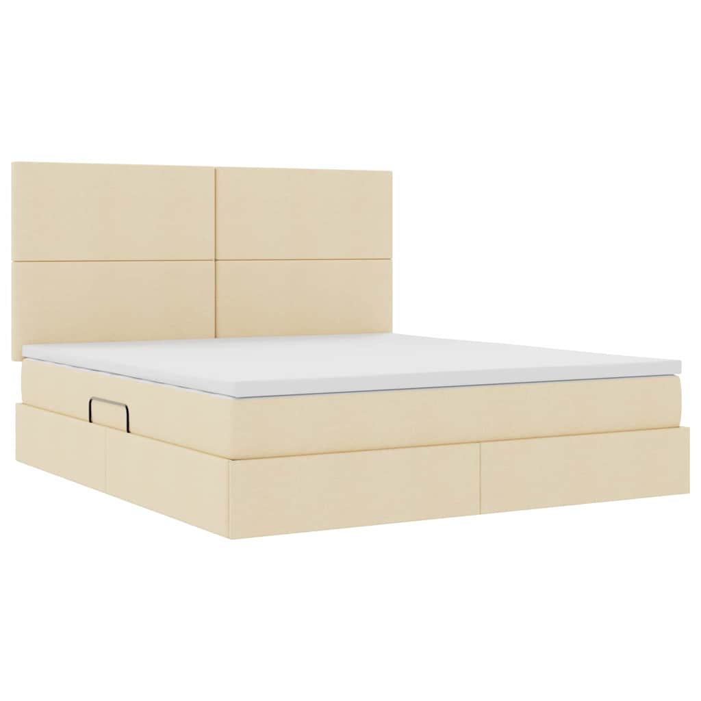 Krevet s madracem i skladištem Krema 160 x 200 cm Poliester