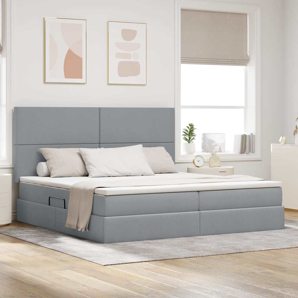 Krevet s madracem i skladištem Svijetlo siva 200 x 200 cm