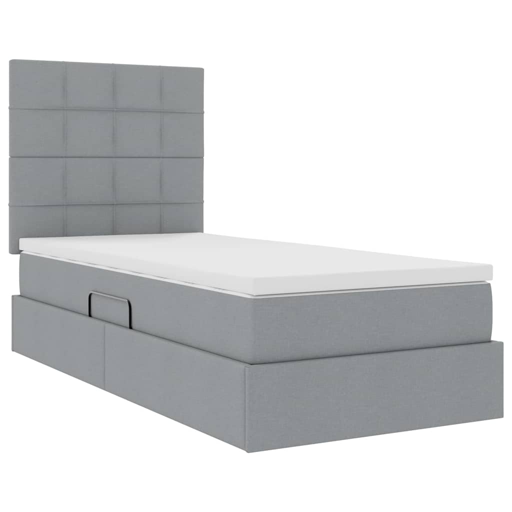 Krevet s madracem i skladištem Svijetlo siva 90 x 190 cm