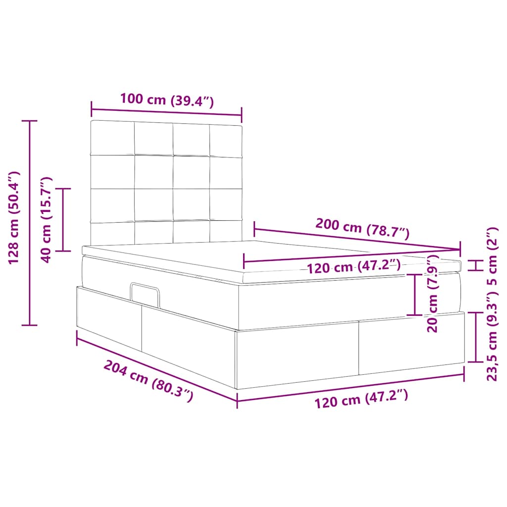 Krevet s madracem i skladištem Plava 120 x 200 cm Poliester