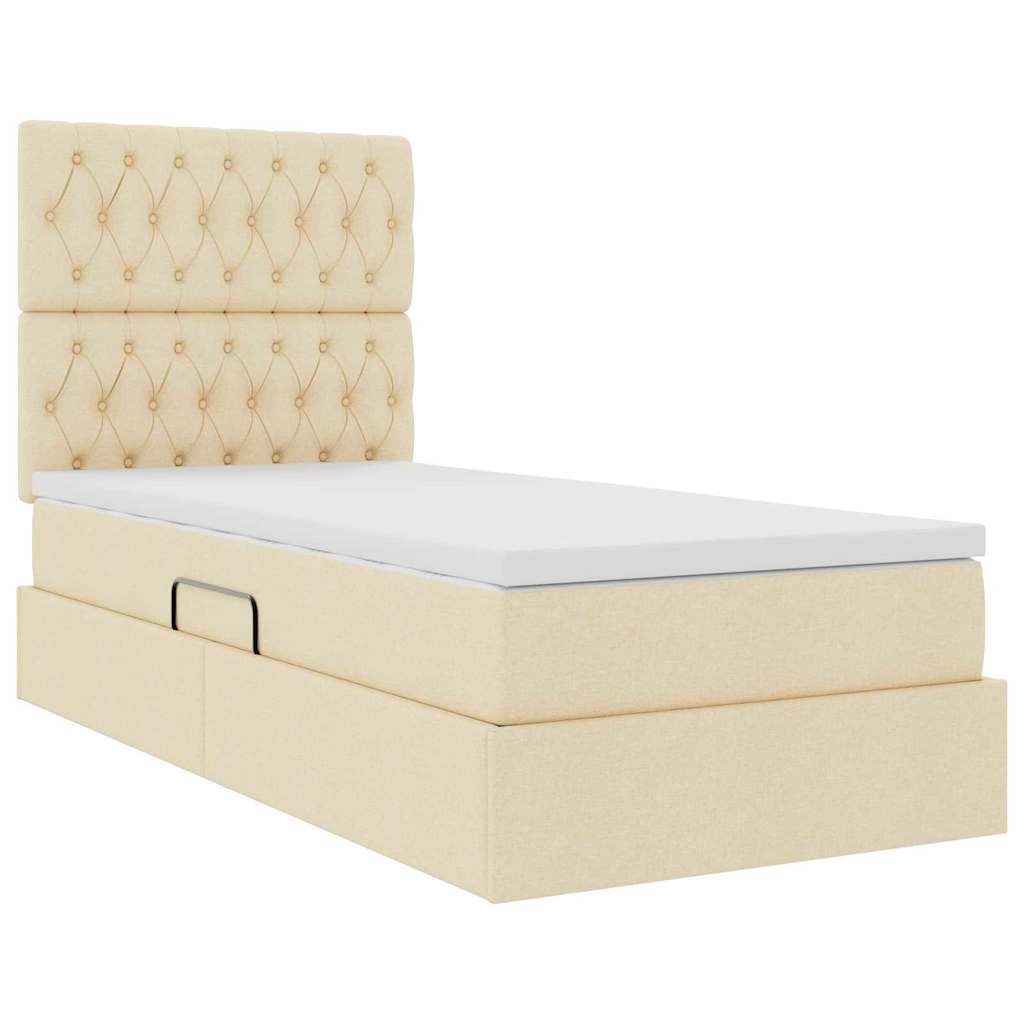 Krevet s madracem i skladištem Krema 100 x 200 cm Poliester