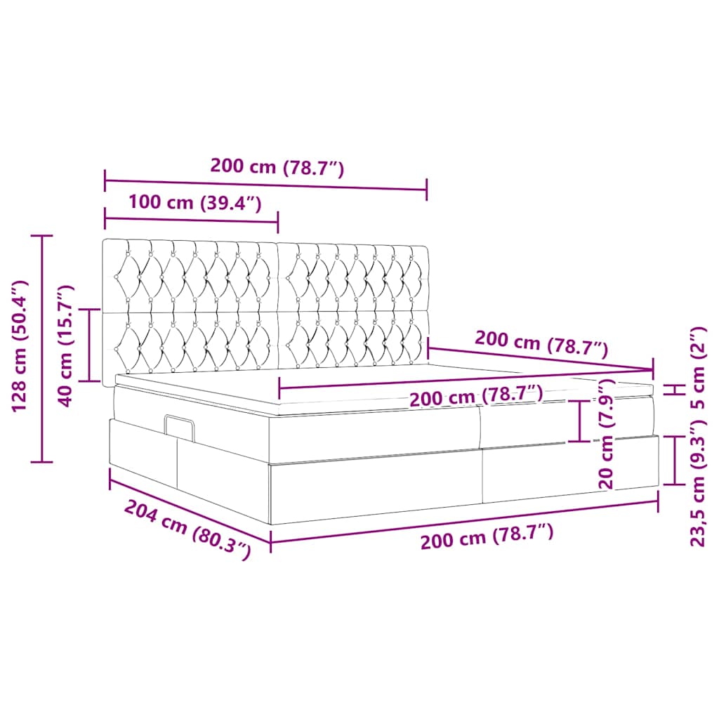 Krevet s madracem i skladištem Plava 200 x 200 cm Poliester