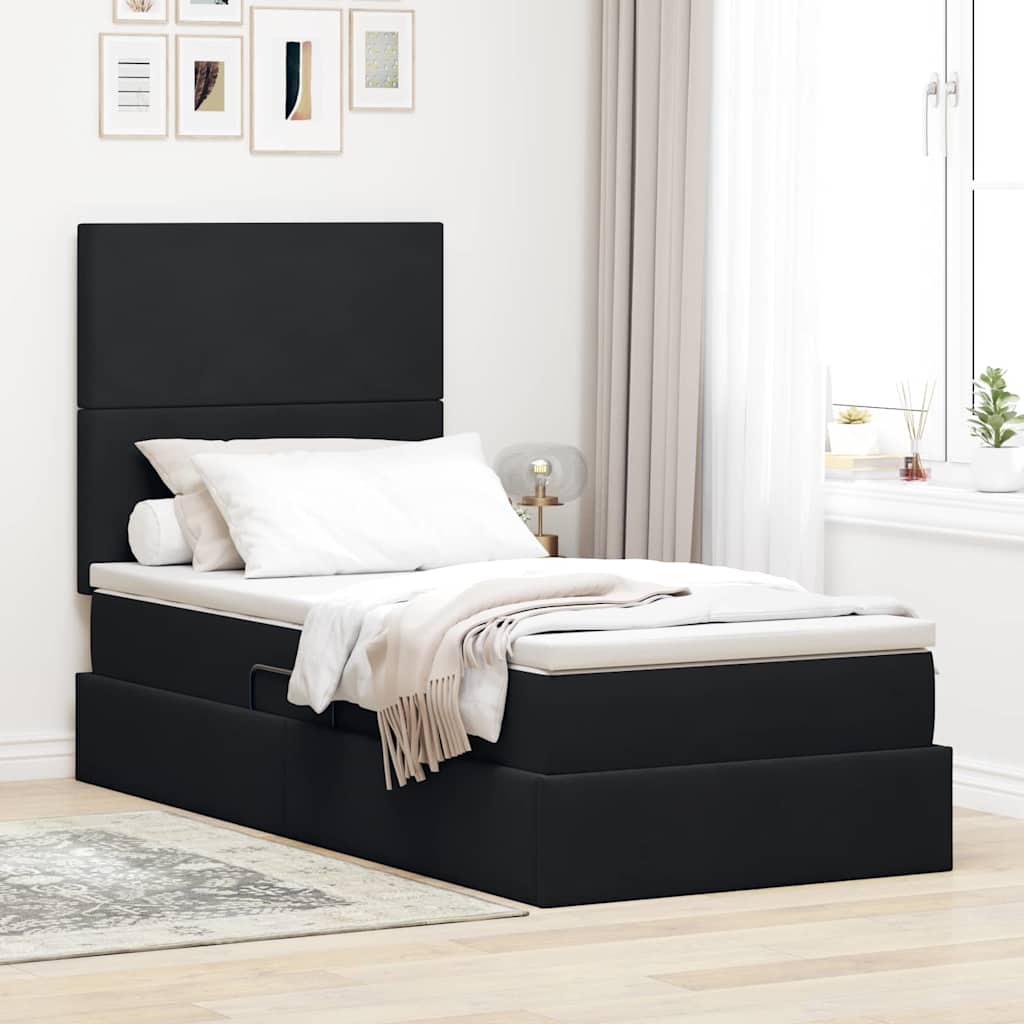 Krevet s madracem i skladištem Crna 90 x 190 cm Baršun