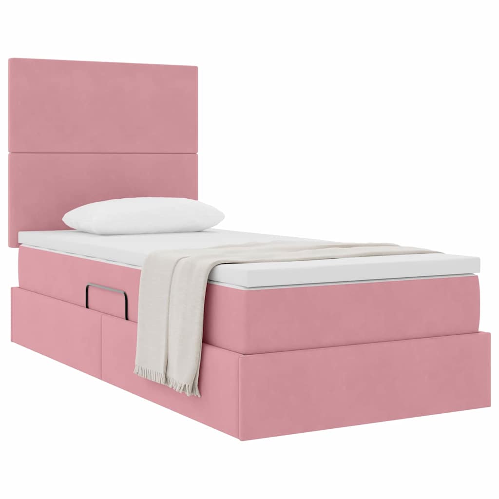 Krevet s madracem i skladištem Ružičasta 90 x 200 cm Baršun