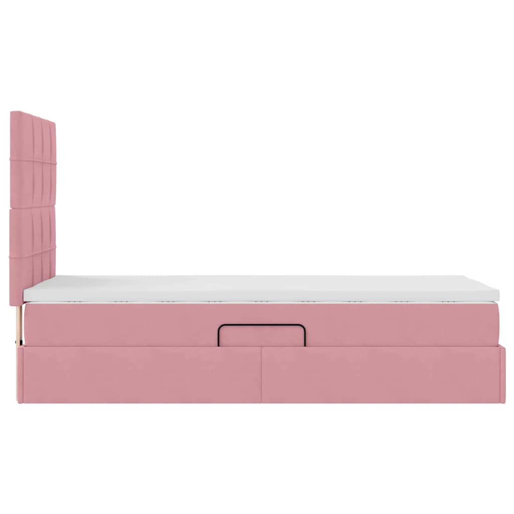 Krevet s madracem i skladištem Ružičasta 90 x 190 cm Baršun
